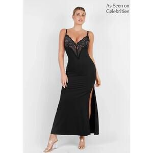 Chic Black Lace Detail Maxi Dress